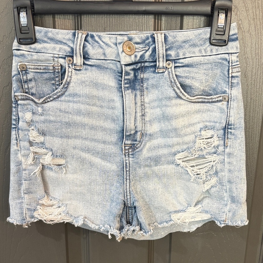 American Eagle Outfitters Light Blue Distressed Jean Shorts
